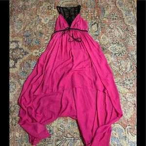 Pink Bebe flowey dress with crochet back